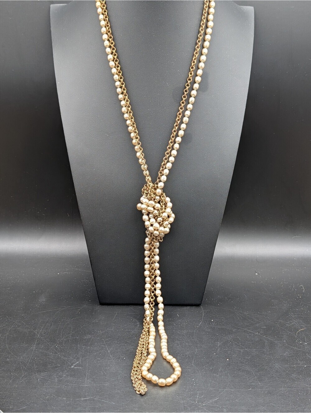 Miriam Haskell Multi Strand Baroque Pearl Link Chain Flapper 60" Vintage READ